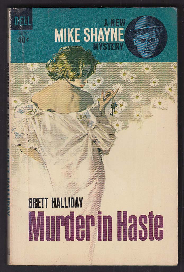 Brett Halliday: Murder in Haste 1st pb ed 1962 GGA cover by McGinnis