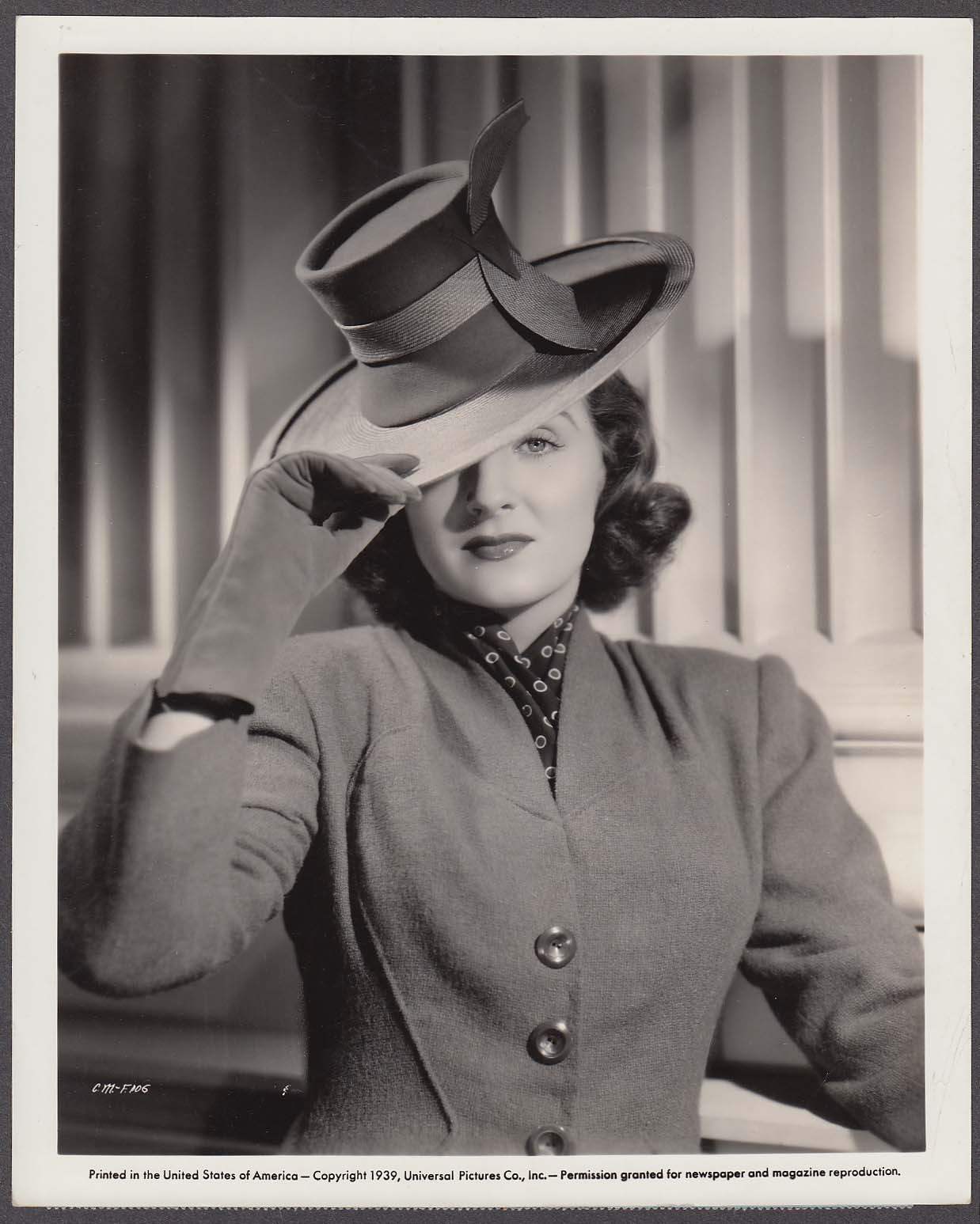 Constance Moore headshot Charlie McCarthy Detective 8x10 photo 1939