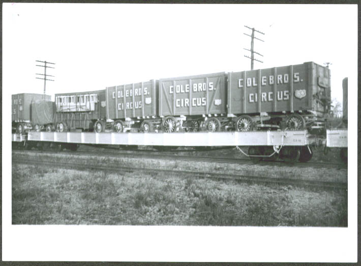 Wagons on flatcar Cole Bros Circus Train photo