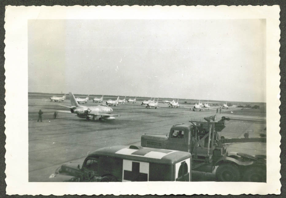 F-86 Sabres on apron Suffolk AFB Westhampton NY 1951