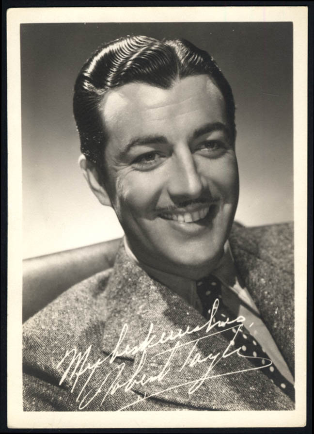 Actor Robert Taylor photo 1940s facsimile autograph