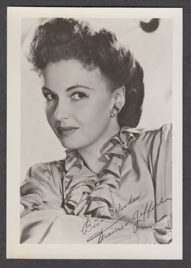 Actress Frances Gifford fan club photo 1940s facsimile autograph