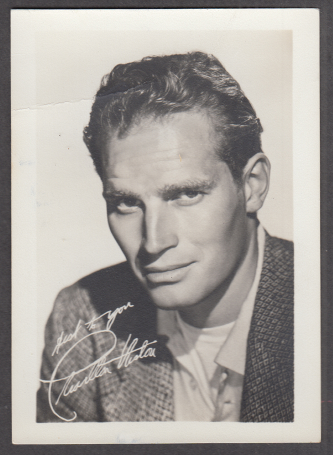 Actor Charlton Heston fan club photograph ca 1950s facsimile autograph