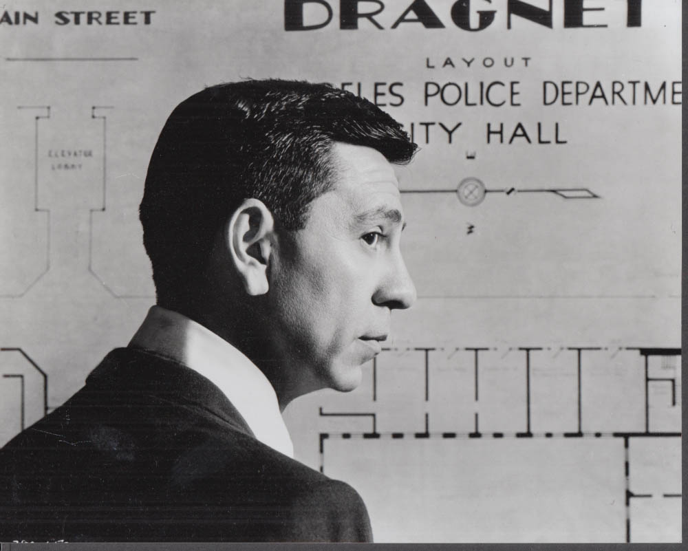 Jack Webb as Joe Friday on Dragnet set studio photo 1950s 1980s reprint