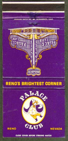 Palace Club Reno's Brightest Corner Reno NV matchcover