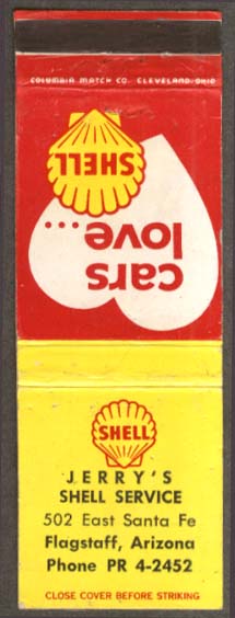 Jerrys Shell Service Flagstaff AZ Matchcover