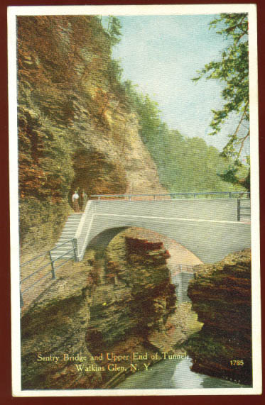 Sentry Bridge Tunnels Watkins Glen NY postcard 1910s