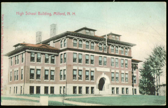 High School Building Milford NH postcard 1905