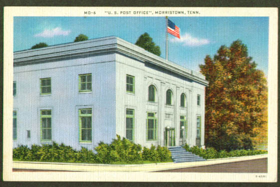 Post Office Morristown TN postcard 1940s