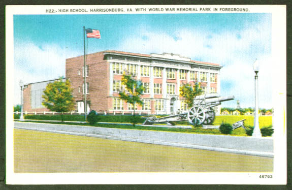 High School Harrisonburg VA postcard 1940s