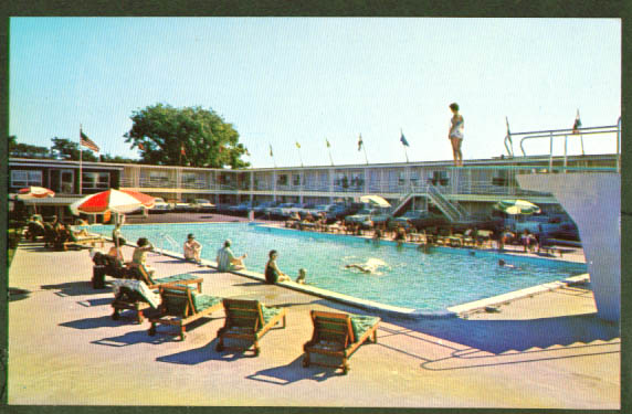 Pool Hyannis Harborview Motel MA postcard 1960s