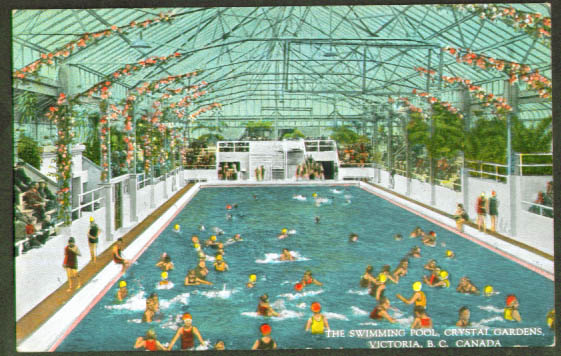 Pool Crystal Gardens Victoria BC postcard 1910s