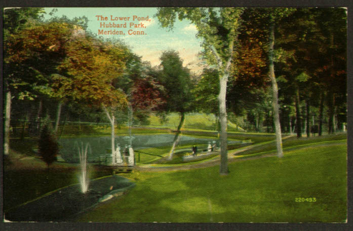 Lower Pond Hubbard Park Meriden CT postcard 1910s