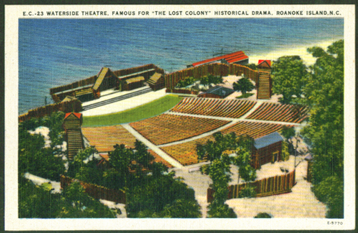 Waterside Theatre Roanoke Island NC postcard 1940s