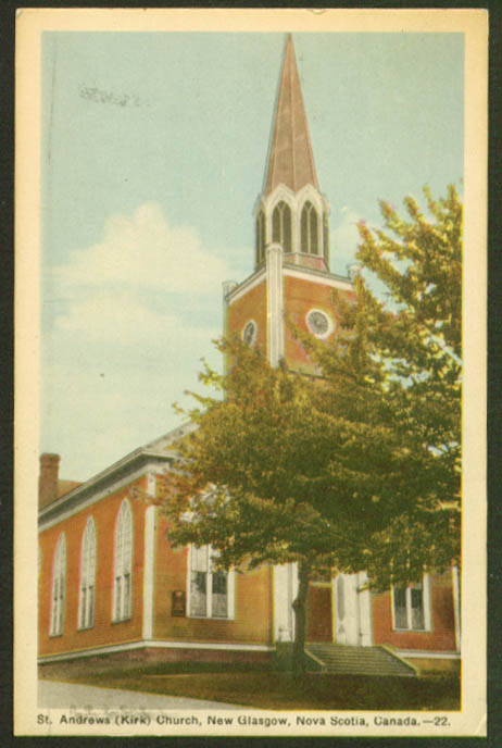 St Andrews Church New Glasgow NS postcard 1951