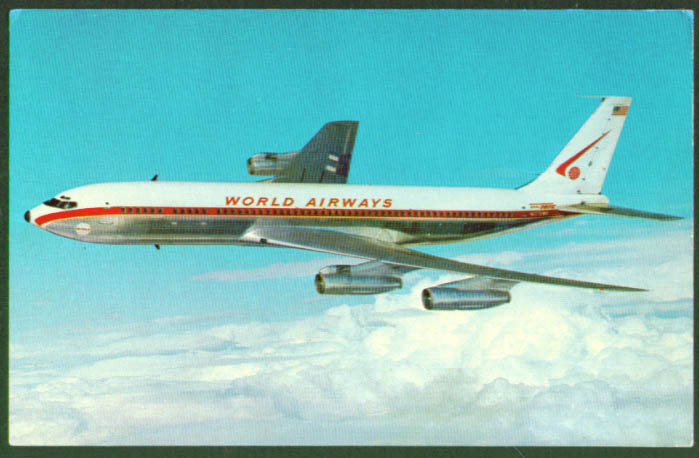 World Airways Boeing 707 Intercontinental postcard 1970s