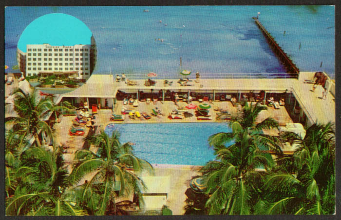 Surfside Plaza Hotel 25th St & the Ocean Miami Beach FL postcard 1960s