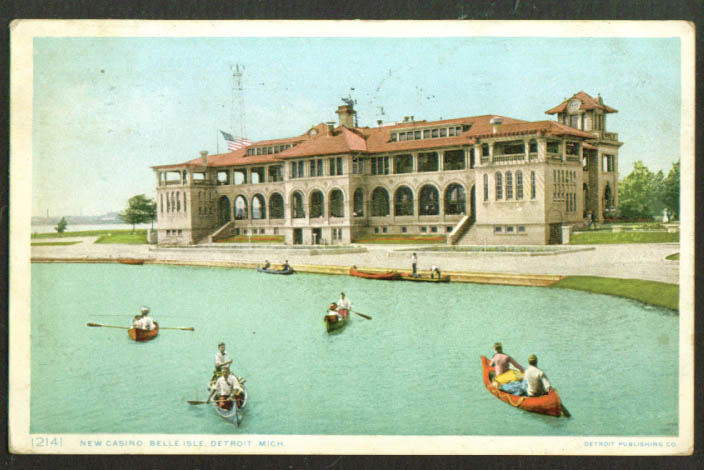 New Casino Belle Isle Detroit MI postcard 1910