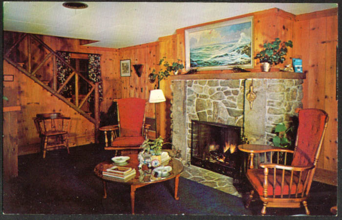 Casco Bay Motel lobby Freeport ME postcard 1970s