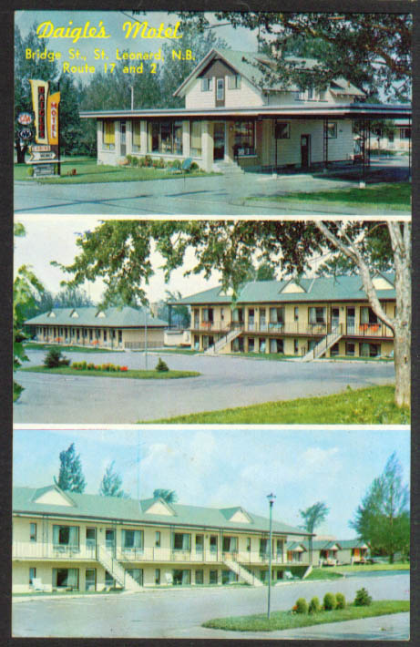 Daigle's Motel Bridge St St Leonard NB postcard 1960s