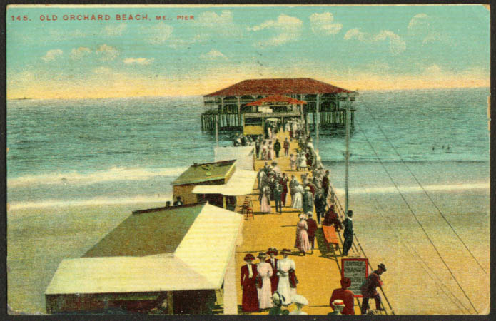 The Pier at Old Orchard Beach ME postcard 1910