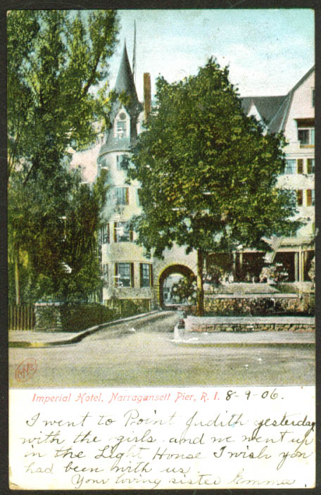 Imperial Hotel Narragansett Pier RI undivided back postcard 1906