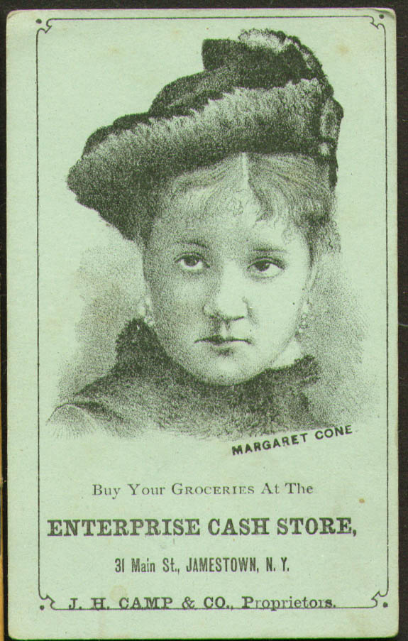 Actress Margaret Cone trade card Enterprise Cash Store Jamestown NY 1880s