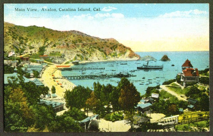 Main View Avalon Catalina Island CA postcard 1922