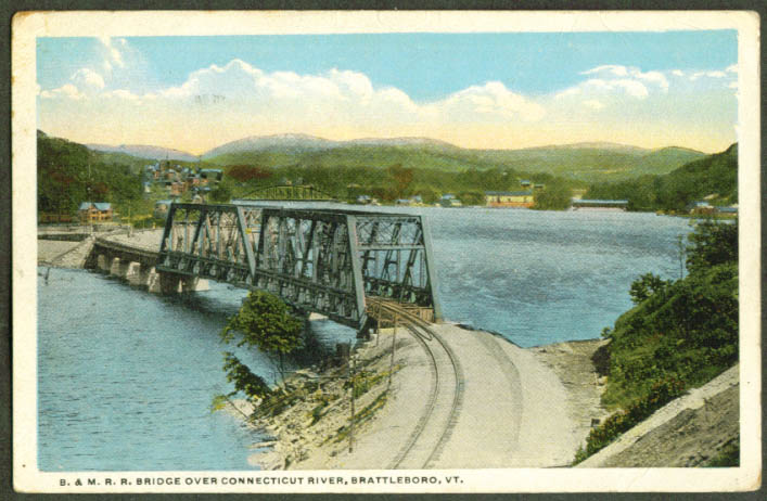 Boston & Maine RR Bridge Brattleboro VT postcard 1910s