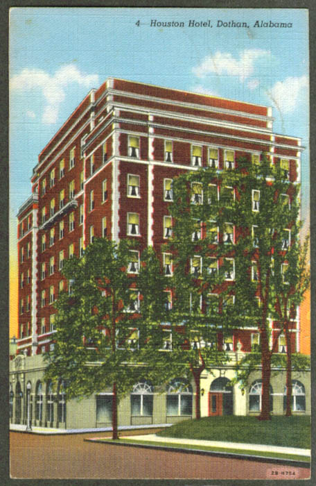 Houston Hotel at Dothan AL postcard 1940s