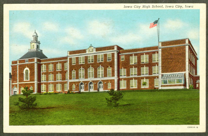 Iowa City High School Iowa City IA postcard 1954