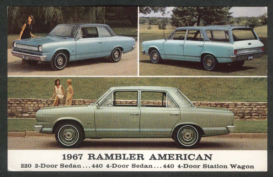 1967 Rambler American 220 440 Sedan Station Wagon postcard