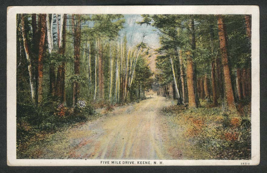 Five Mile Drive Keene NH postcard 1934