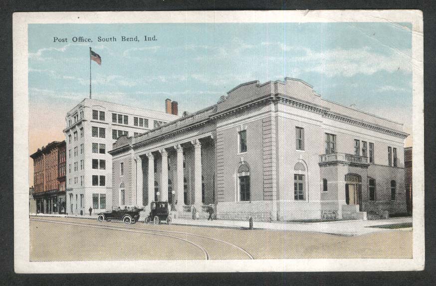 Post Office South Bend IN postcard 1920s