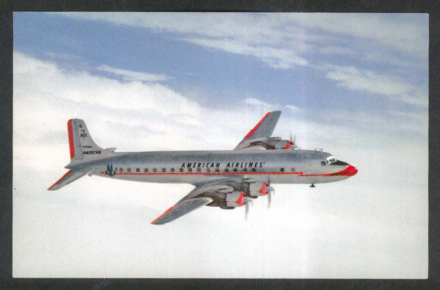 American Airlines DC-7 Mercury Service postcard 1950s