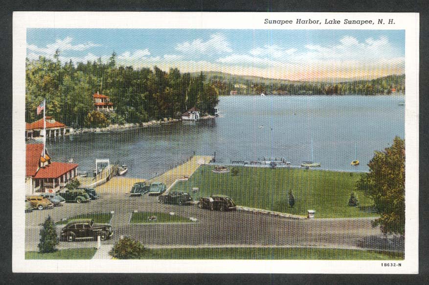 Sunapee Harbor Lake Sunapee NH postcard 1930s