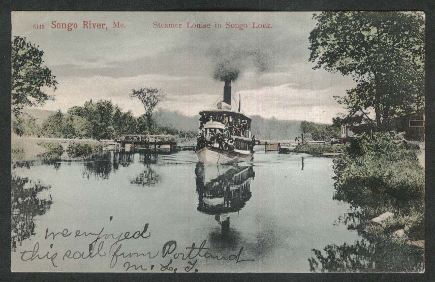 Steamer Louise in Songo Lock Songo River ME undivided back postcard 1906