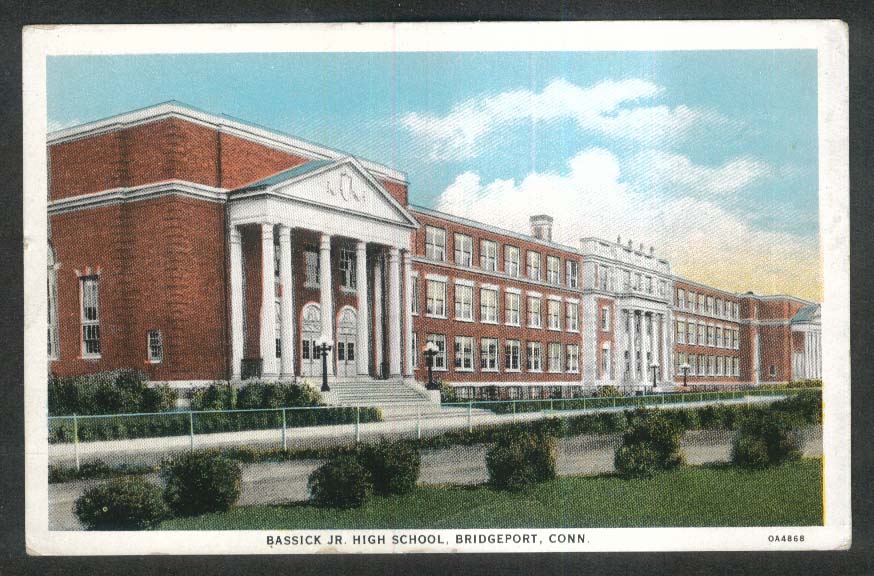 Bassick Junior High School Bridgeport CT postcard 1920s