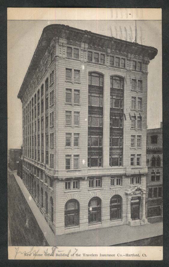 New Home Office Building Travelers Insurance Co Hartford CT postcard 1907