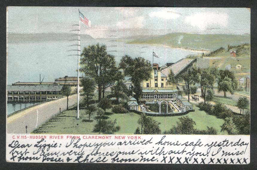 Hudson River from Claremont NY postcard 1907