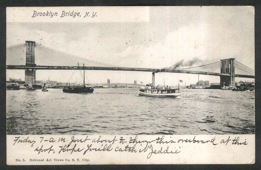 Brooklyn Bridge New York City NY undivided back postcard 1904