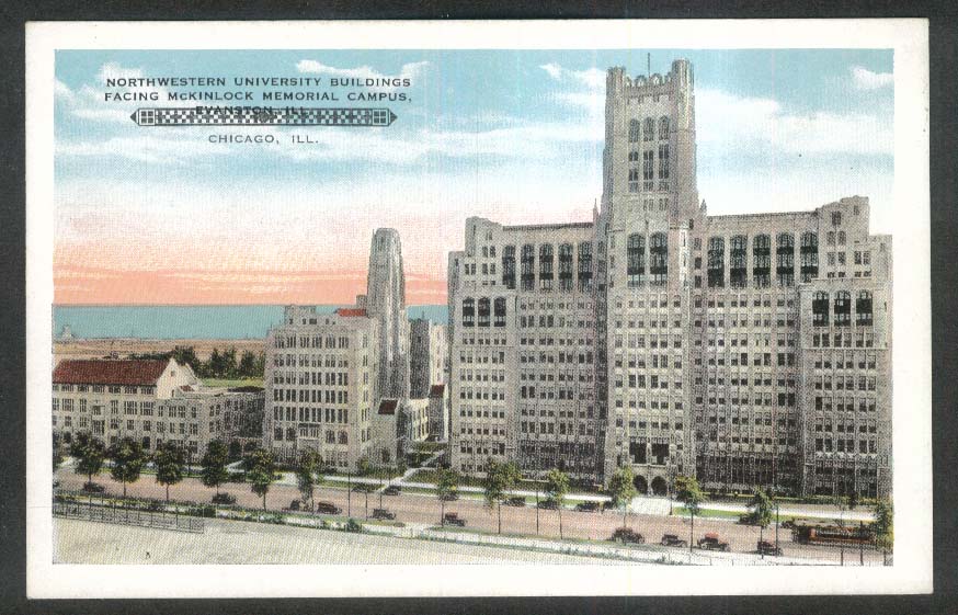 Northwestern University McKinlock Memorial Campus Chicago IL postcard 1920s