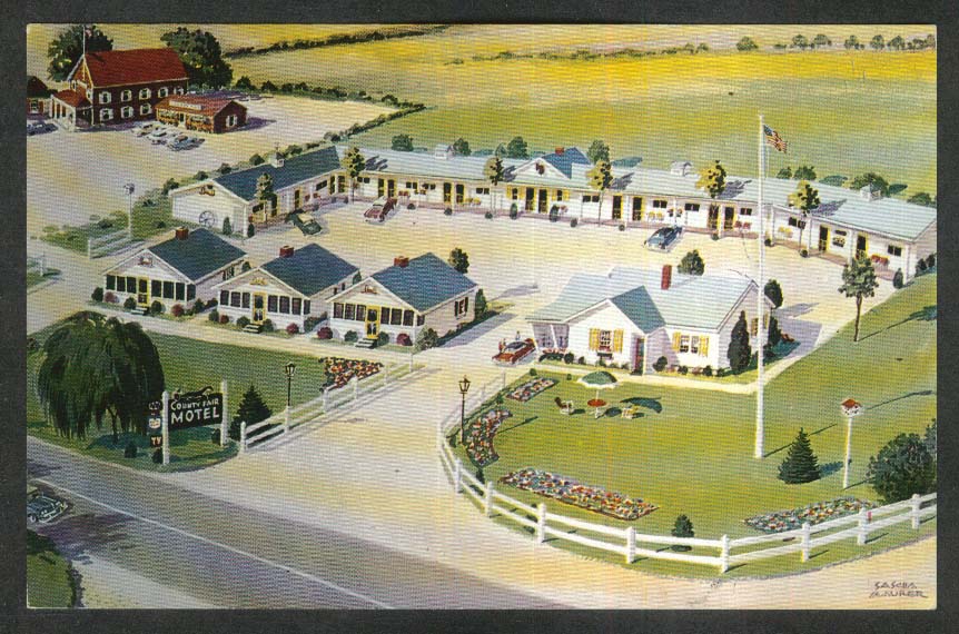 Country Fair Motel Damariscotta ME postcard 1950s