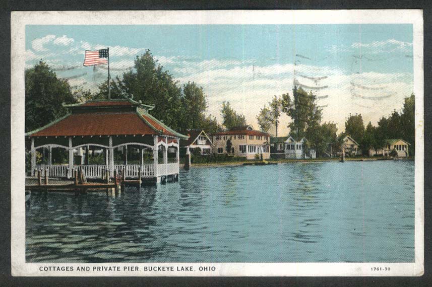 Cottages & Private Pier Buckeye Lake OH postcard 1932 | eBay