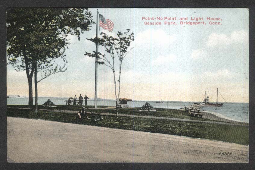 Point-No-Point & Light House Seaside Park Bridgeport CT postcard 1910s