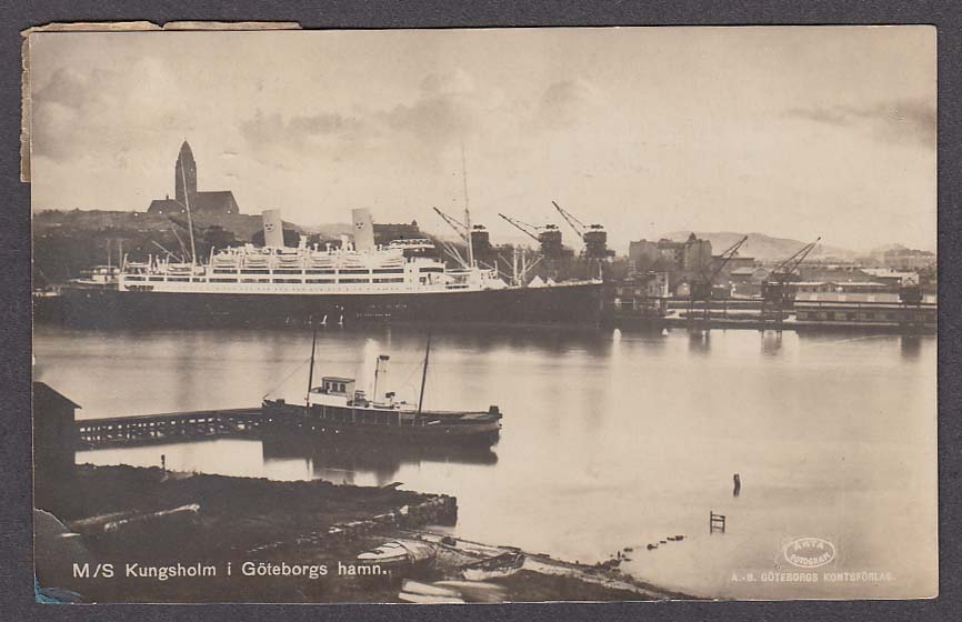 Ms Kungsholm Swedish American Line Ocean Liner At Goteborg Rppc Postcard 1930 Ebay