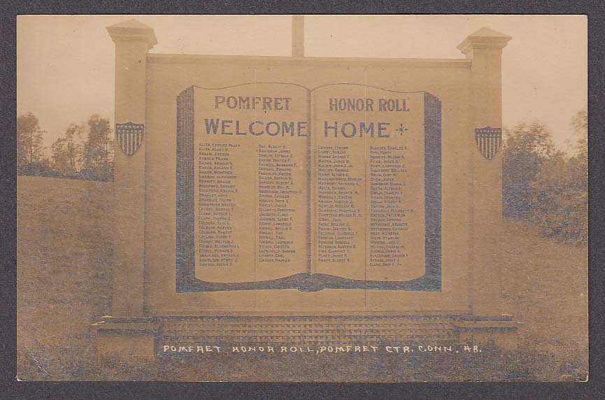 Pomfret Honor Roll Pomfret Center CT RPPC #48 postcard 1920s