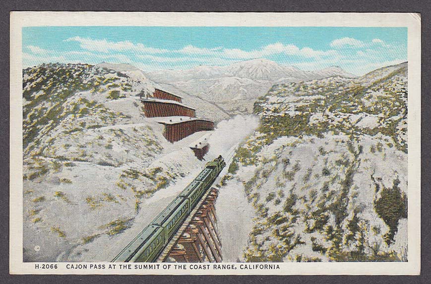 Cajon Pass at the Summit of the Coast Range CA postcard 1920s