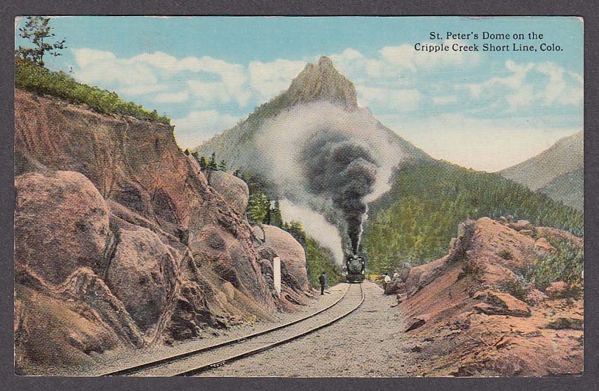 St Peter's Dome on the Cripple Creek Short Line CO postcard 1920s