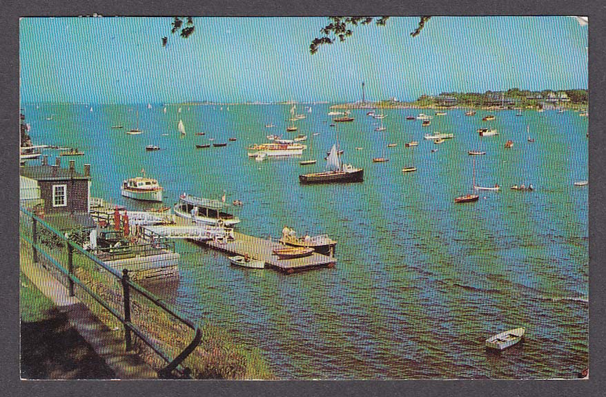 Marblehead Harbor from Crocker Park Marblehead MA postcard 1957